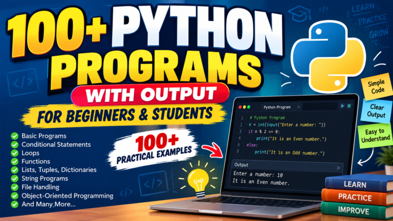 100+ Python programs with output for beginners and students