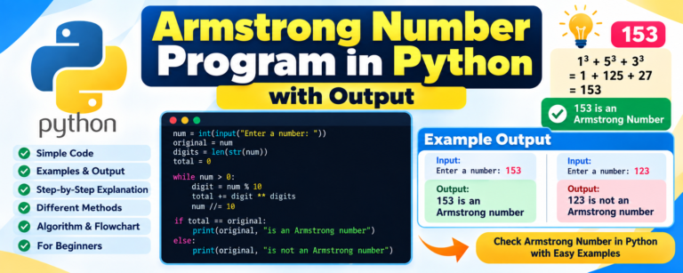 Armstrong Number Program in Python with code and output