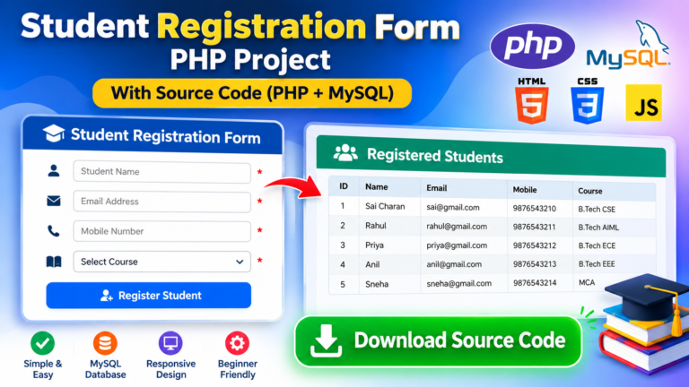 Student Registration Form PHP Project with MySQL Database