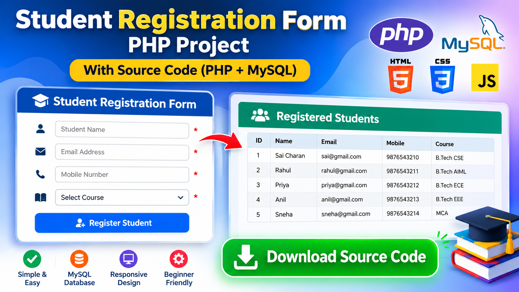 Student Registration Form PHP Project with MySQL Database